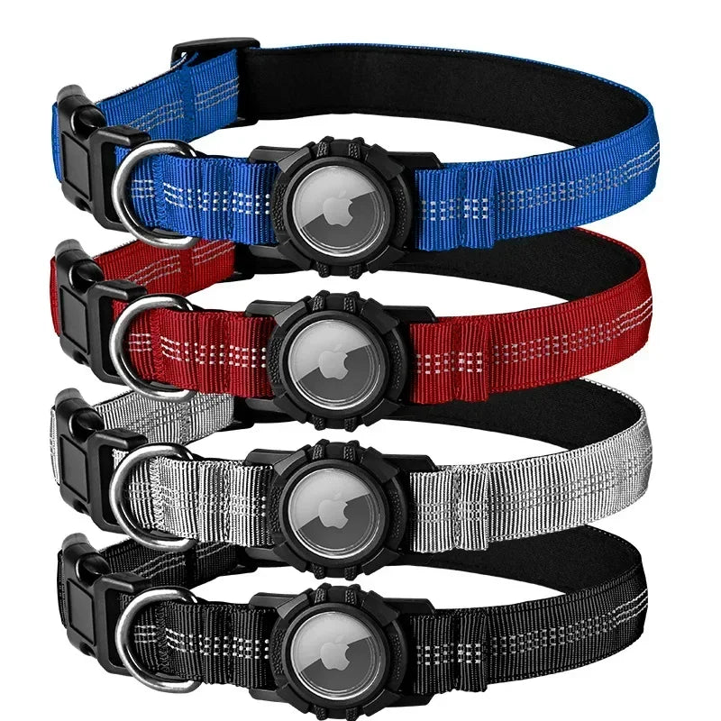 Reflective Waterproof Dog Collar – With Transparent AirTag Cover & Anti-Loss Design