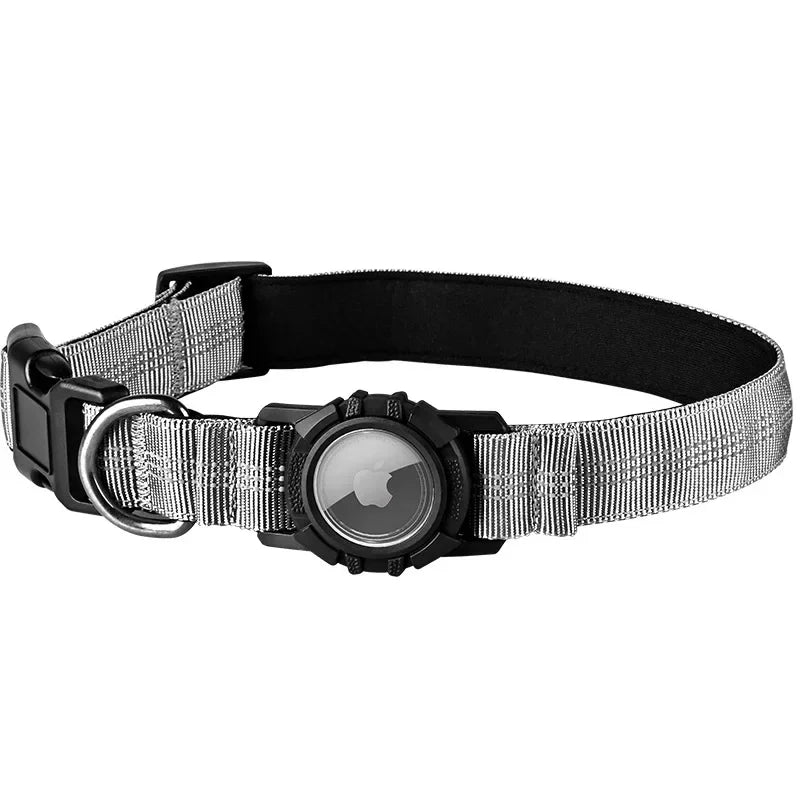Reflective Waterproof Dog Collar – With Transparent AirTag Cover & Anti-Loss Design