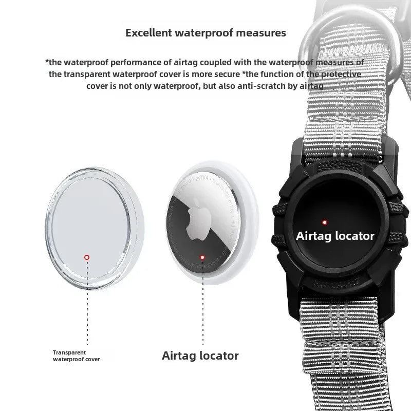 Reflective Waterproof Dog Collar – With Transparent AirTag Cover & Anti-Loss Design