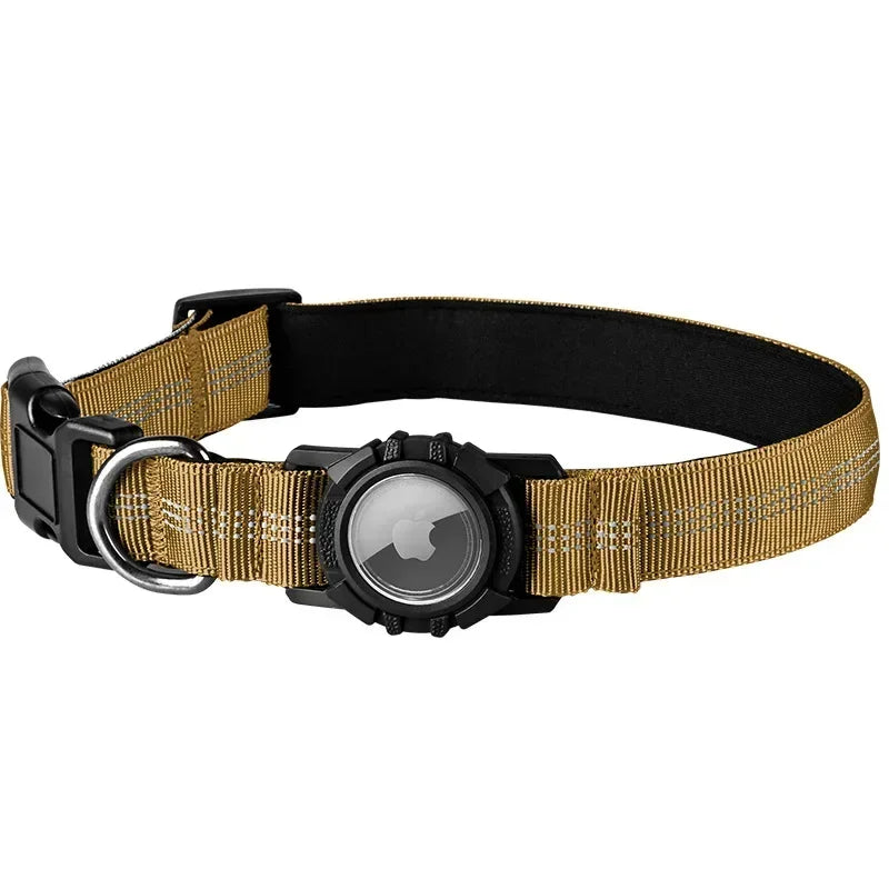 Reflective Waterproof Dog Collar – With Transparent AirTag Cover & Anti-Loss Design