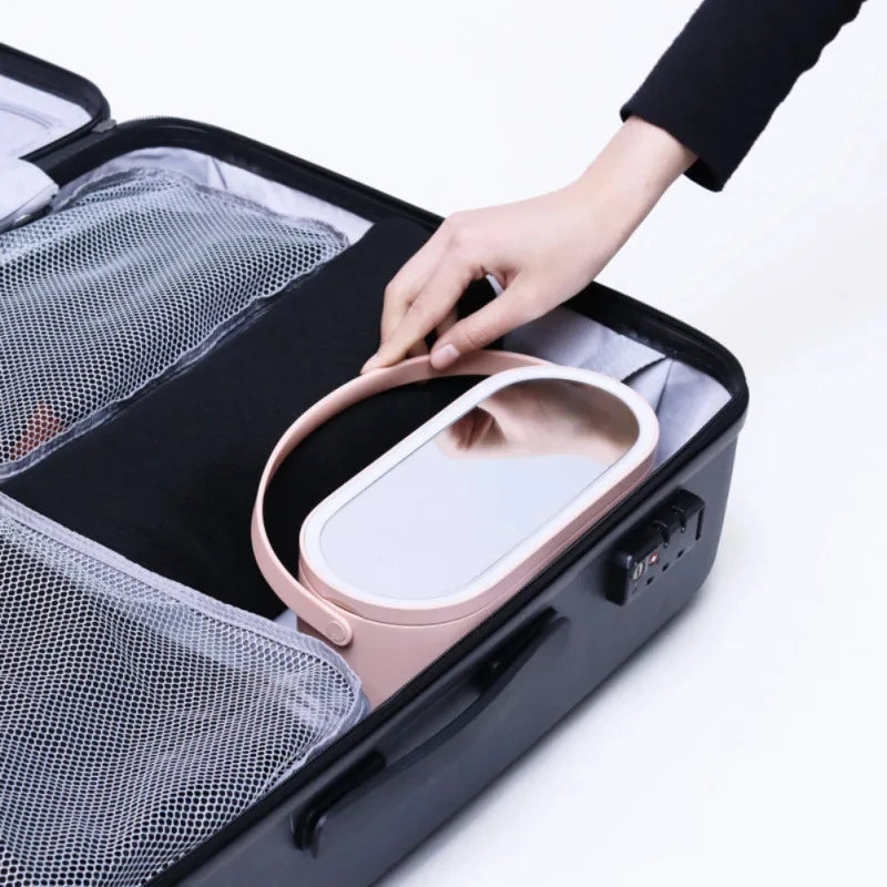 Portable Makeup Organiser Box with LED Mirror and Touch Light